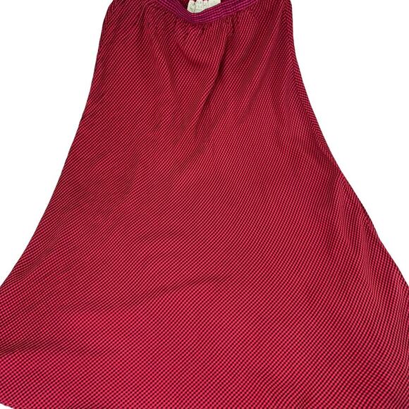 KHAKI Rose Vintage Gingham Slip Maxi Fishtail Skirt Pullon Size S Red Black - Picture 8 of 13